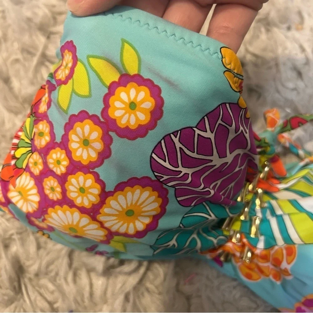 Trina Turk Colorful Floral Print Bikini Top